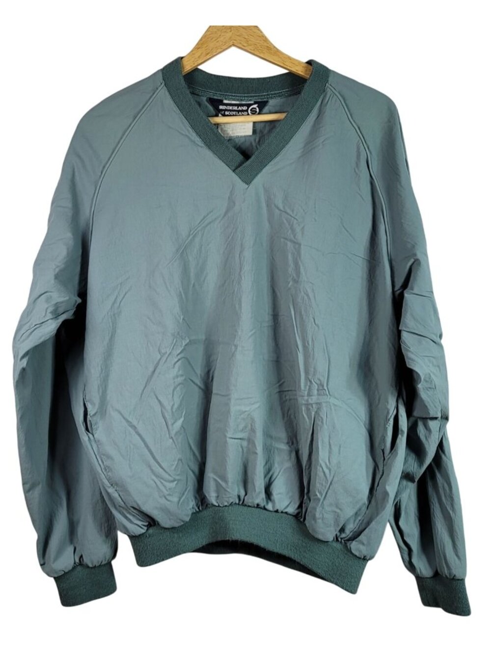 Sunderland of Scotland Mens Golf Windbreaker Green Large V Neck Pullover Vintage